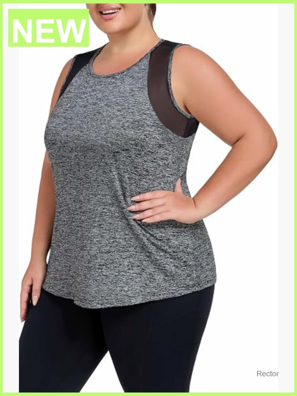 Plus Size Workout Tank Top with Mesh, Sleeveless Loose Fit Athletic Yoga Shirt